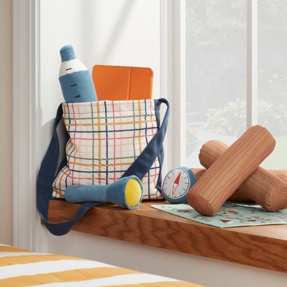 NWT adventure play set Pillowfort toy faux wood logs torch map camping - Picture 6 of 8